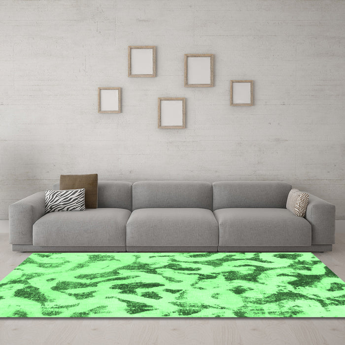 Machine Washable Abstract Emerald Green Modern Area Rugs in a Living Room,, wshabs920emgrn
