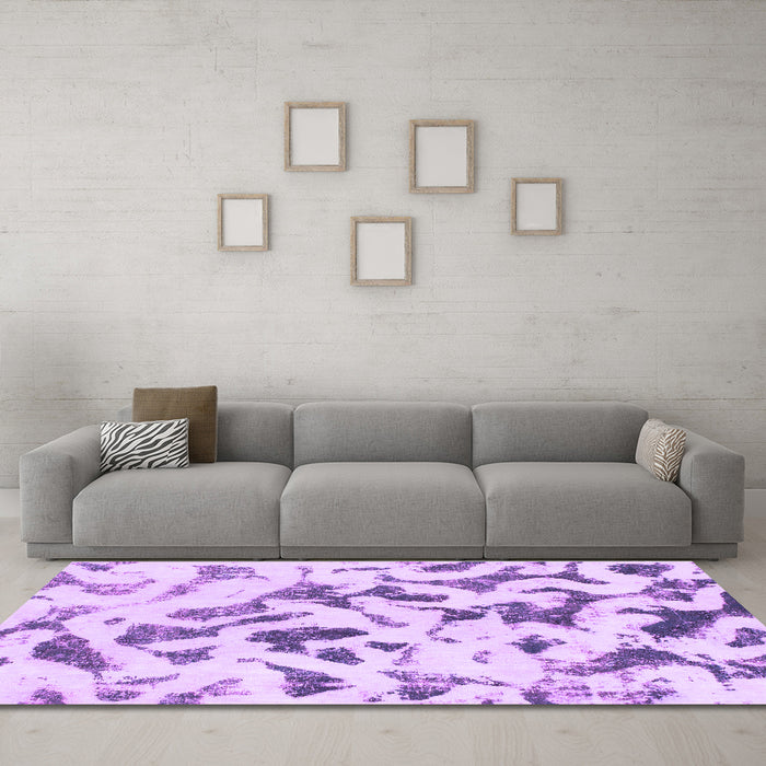 Machine Washable Abstract Purple Modern Area Rugs in a Living Room, wshabs920pur