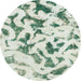 Round Machine Washable Abstract Green Rug, wshabs920