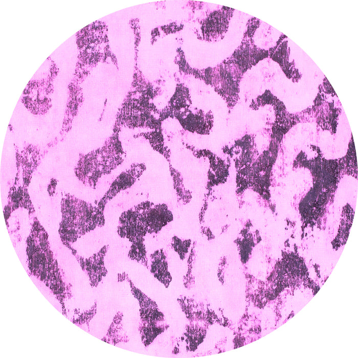 Round Machine Washable Abstract Pink Modern Rug, wshabs920pnk