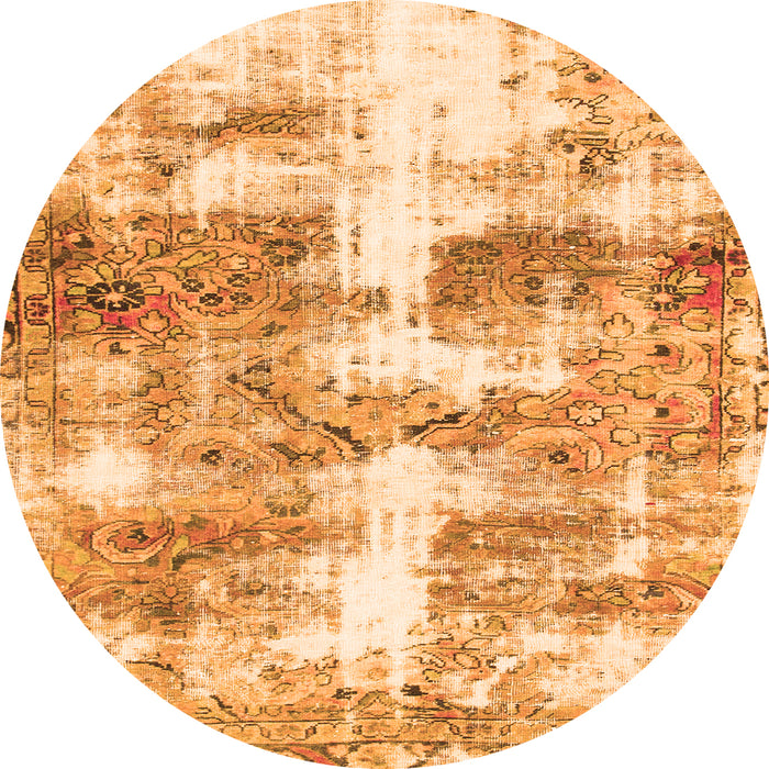 Round Abstract Orange Modern Rug, abs921org