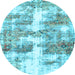 Round Abstract Light Blue Modern Rug, abs921lblu