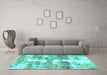 Machine Washable Abstract Turquoise Modern Area Rugs in a Living Room,, wshabs921turq