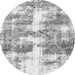 Round Machine Washable Abstract Gray Modern Rug, wshabs921gry