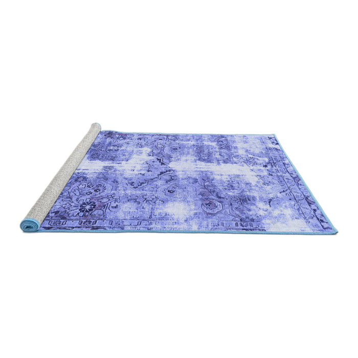 Sideview of Machine Washable Abstract Blue Modern Rug, wshabs921blu