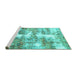 Sideview of Machine Washable Abstract Turquoise Modern Area Rugs, wshabs921turq