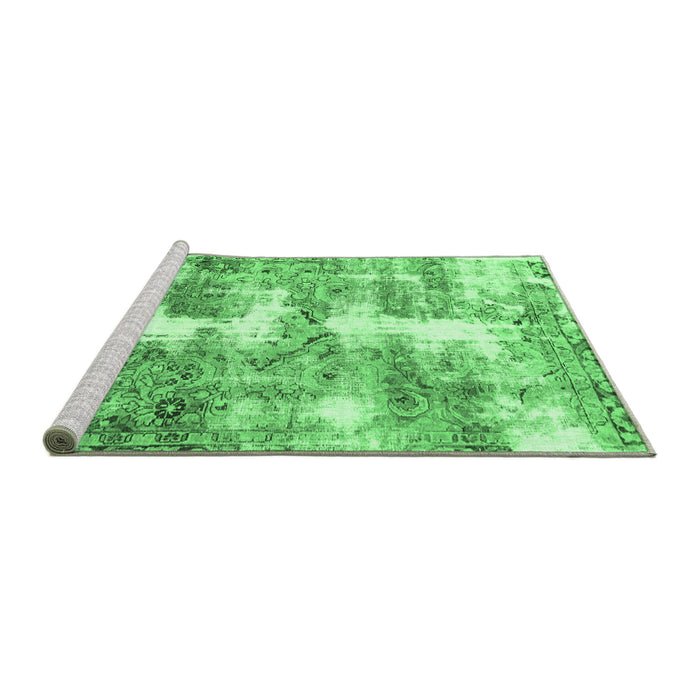 Sideview of Machine Washable Abstract Emerald Green Modern Area Rugs, wshabs921emgrn