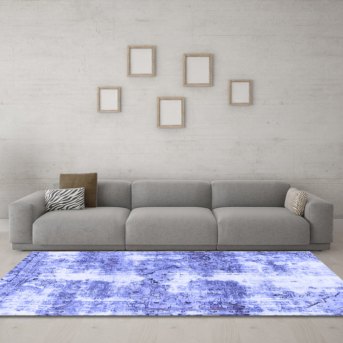 Machine Washable Abstract Blue Modern Rug in a Living Room, wshabs921blu