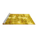 Sideview of Machine Washable Abstract Yellow Modern Rug, wshabs921yw