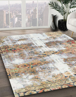 Machine Washable Abstract Dark Almond Brown Rug in a Family Room, wshabs921