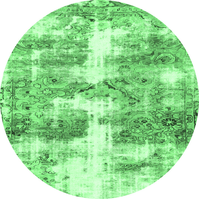 Round Abstract Emerald Green Modern Rug, abs921emgrn