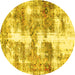 Round Abstract Yellow Modern Rug, abs921yw