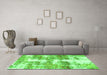 Machine Washable Abstract Green Modern Area Rugs in a Living Room,, wshabs921grn