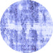 Round Abstract Blue Modern Rug, abs921blu