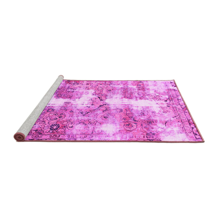 Sideview of Machine Washable Abstract Pink Modern Rug, wshabs921pnk