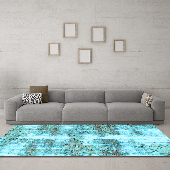 Machine Washable Abstract Light Blue Modern Rug in a Living Room, wshabs921lblu