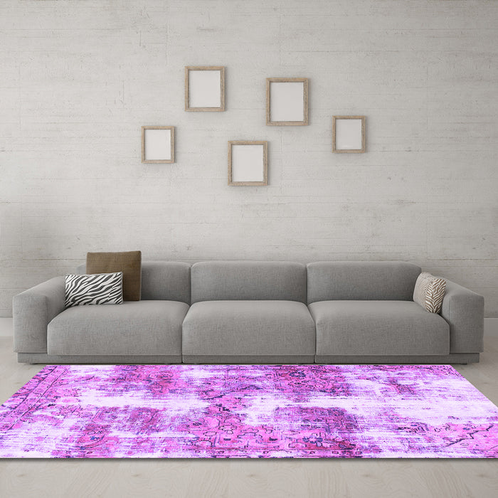 Machine Washable Abstract Purple Modern Area Rugs in a Living Room, wshabs921pur