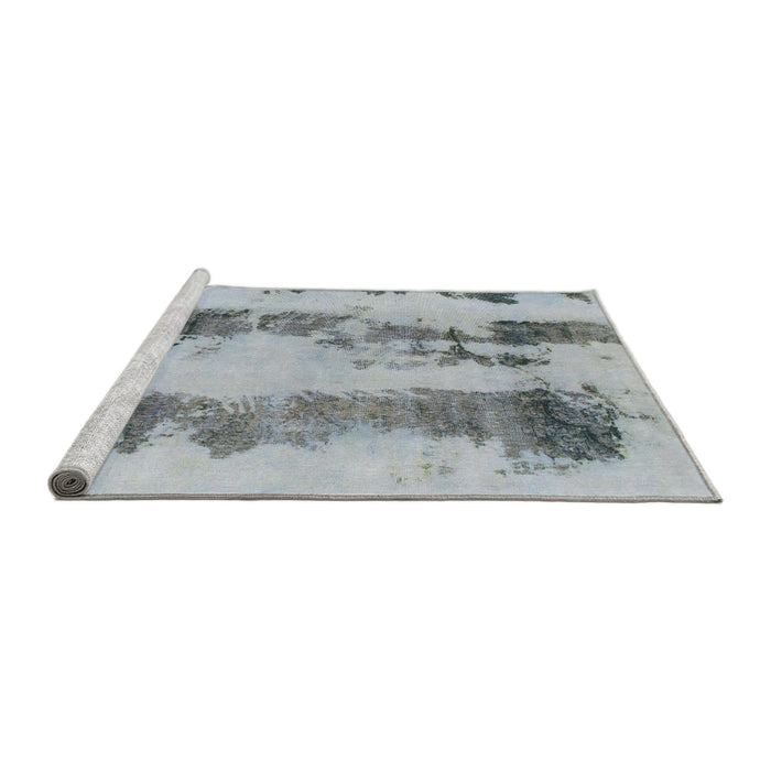 Sideview of Machine Washable Abstract Metallic Silver Gray Rug, wshabs922