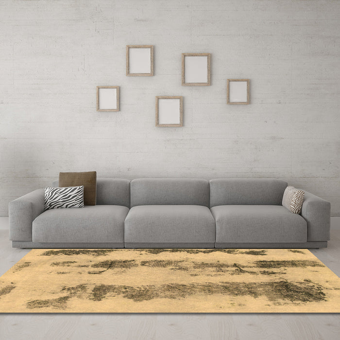 Machine Washable Abstract Brown Modern Rug in a Living Room,, wshabs922brn