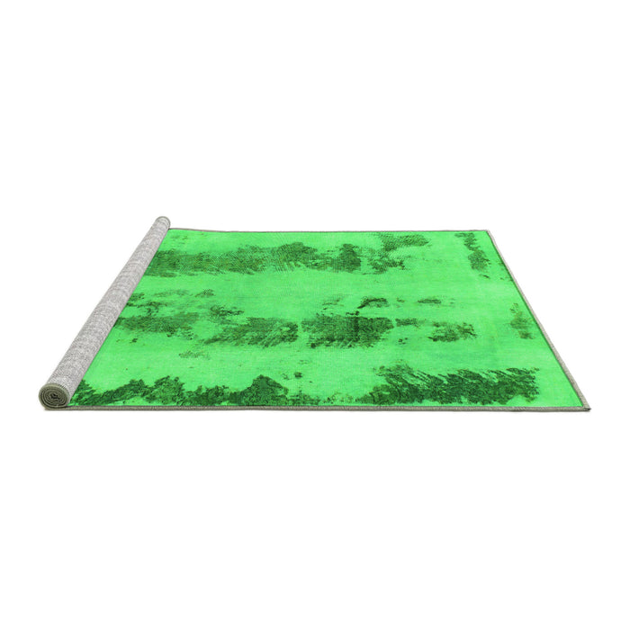 Sideview of Machine Washable Abstract Green Modern Area Rugs, wshabs922grn