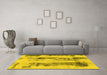 Machine Washable Abstract Yellow Modern Rug in a Living Room, wshabs922yw