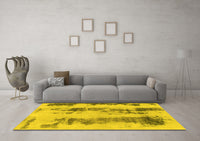 Machine Washable Abstract Yellow Modern Rug, wshabs922yw