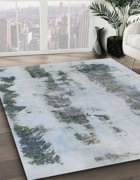 Abstract Metallic Silver Gray Modern Rug, abs922