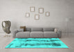 Machine Washable Abstract Turquoise Modern Area Rugs in a Living Room,, wshabs922turq