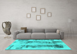Machine Washable Abstract Turquoise Modern Area Rugs in a Living Room,, wshabs922turq