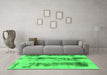 Machine Washable Abstract Green Modern Area Rugs in a Living Room,, wshabs922grn