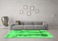 Machine Washable Abstract Green Modern Rug, wshabs922grn