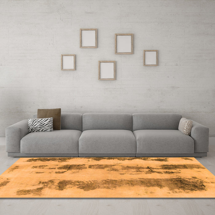 Machine Washable Abstract Orange Modern Area Rugs in a Living Room, wshabs922org