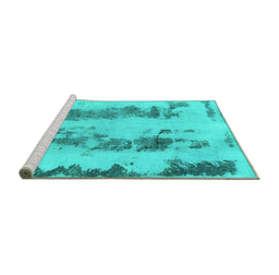 Sideview of Machine Washable Abstract Turquoise Modern Area Rugs, wshabs922turq