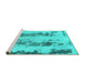 Sideview of Machine Washable Abstract Turquoise Modern Area Rugs, wshabs922turq