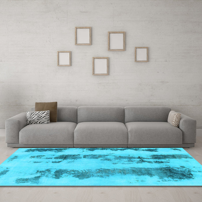 Machine Washable Abstract Light Blue Modern Rug in a Living Room, wshabs922lblu