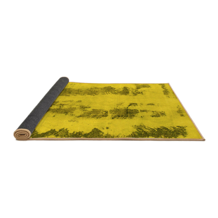 Sideview of Abstract Yellow Modern Rug, abs922yw