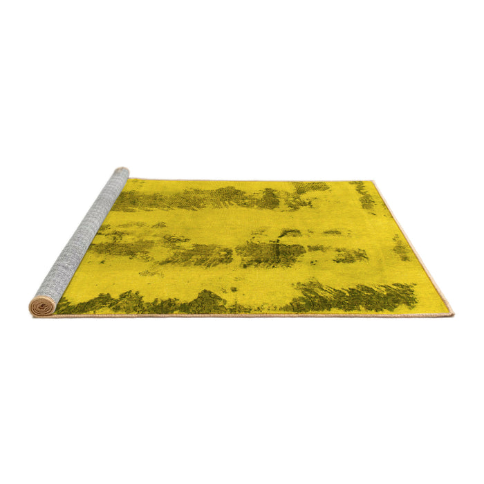 Sideview of Machine Washable Abstract Yellow Modern Rug, wshabs922yw