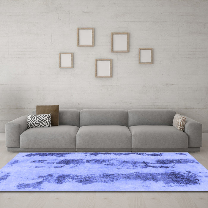 Machine Washable Abstract Blue Modern Rug in a Living Room, wshabs922blu