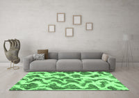 Machine Washable Abstract Emerald Green Modern Rug, wshabs923emgrn