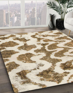 Abstract Light Brown Modern Rug in Family Room, abs923