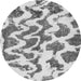 Round Machine Washable Abstract Gray Modern Rug, wshabs923gry