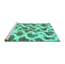Sideview of Machine Washable Abstract Turquoise Modern Area Rugs, wshabs923turq