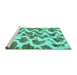 Sideview of Machine Washable Abstract Turquoise Modern Area Rugs, wshabs923turq