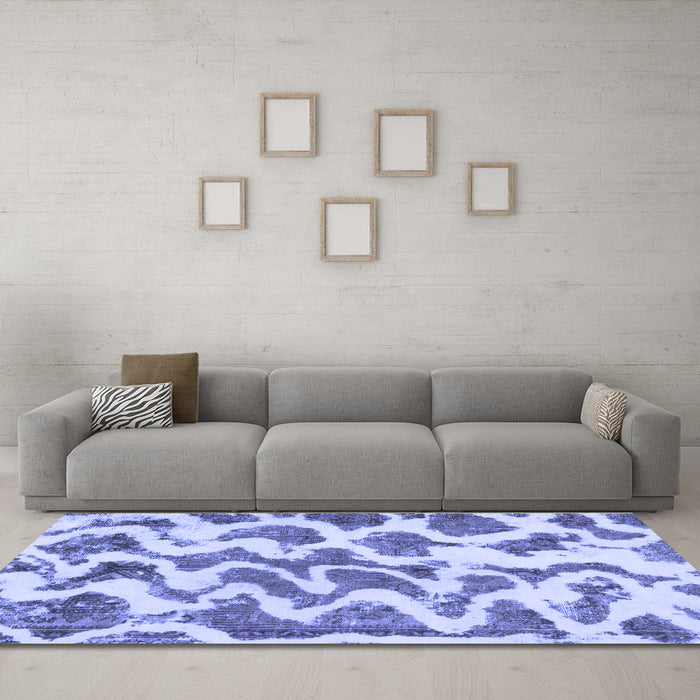 Machine Washable Abstract Blue Modern Rug in a Living Room, wshabs923blu