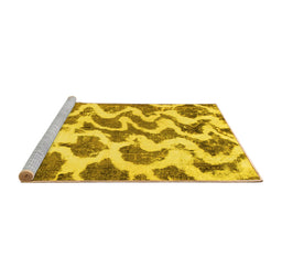 Sideview of Machine Washable Abstract Yellow Modern Rug, wshabs923yw