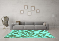 Machine Washable Abstract Turquoise Modern Rug, wshabs923turq