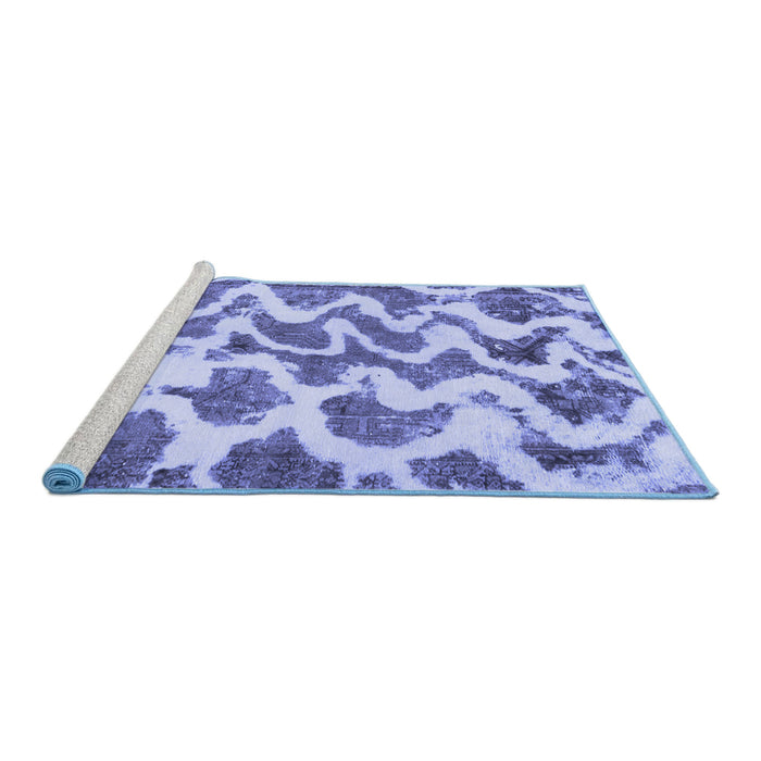 Sideview of Machine Washable Abstract Blue Modern Rug, wshabs923blu