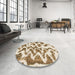 Round Abstract Light Brown Modern Rug in a Office, abs923