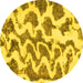 Round Abstract Yellow Modern Rug, abs923yw