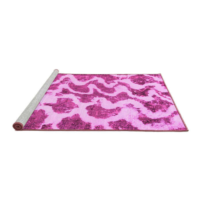 Sideview of Machine Washable Abstract Pink Modern Rug, wshabs923pnk